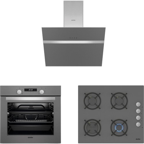 Simfer Silver Ankastre Cam Set (7335 Fırın 3537 Ocak 8613 Davlumbaz)